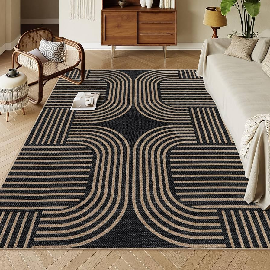 Lahome Modern Geometric Easy Jute Rug, 6x9 Area Rugs for Living Room Outdoor Patio Rug Washable I... | Amazon (US)