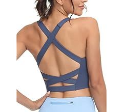 romansong Strappy Yoga Sports Bras for Women Padded Criss-Cross Back Tank Tops | Amazon (US)