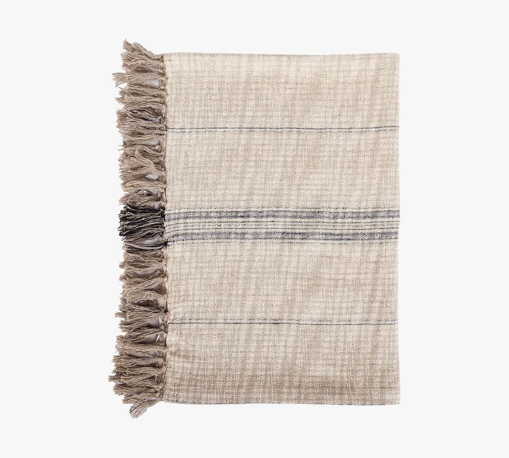 Villena Handmade Throw Blanket, 50 x 70"", Beige/Black | Pottery Barn (US)