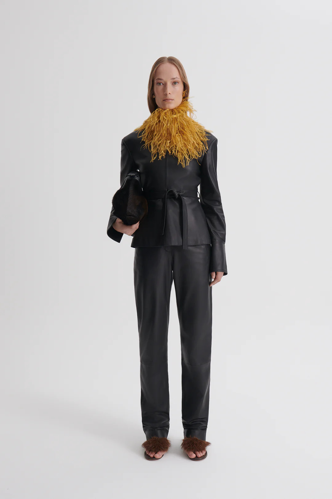 LEATHER SLIM LEG TROUSER - NOIR - Scanlan Theodore | Scanlan Theodore AU