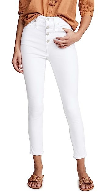 10” High Rise Button Front Skinny Jeans | Shopbop