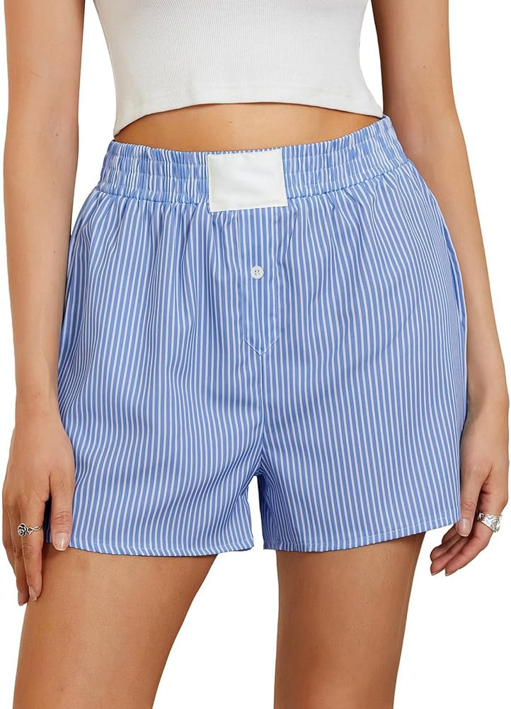 Y2K Boxer Shorts for Womens Low Waist Plaid Lounge Shorts Elastic Cute Gingham Pajamas Bottoms Su... | Amazon (US)