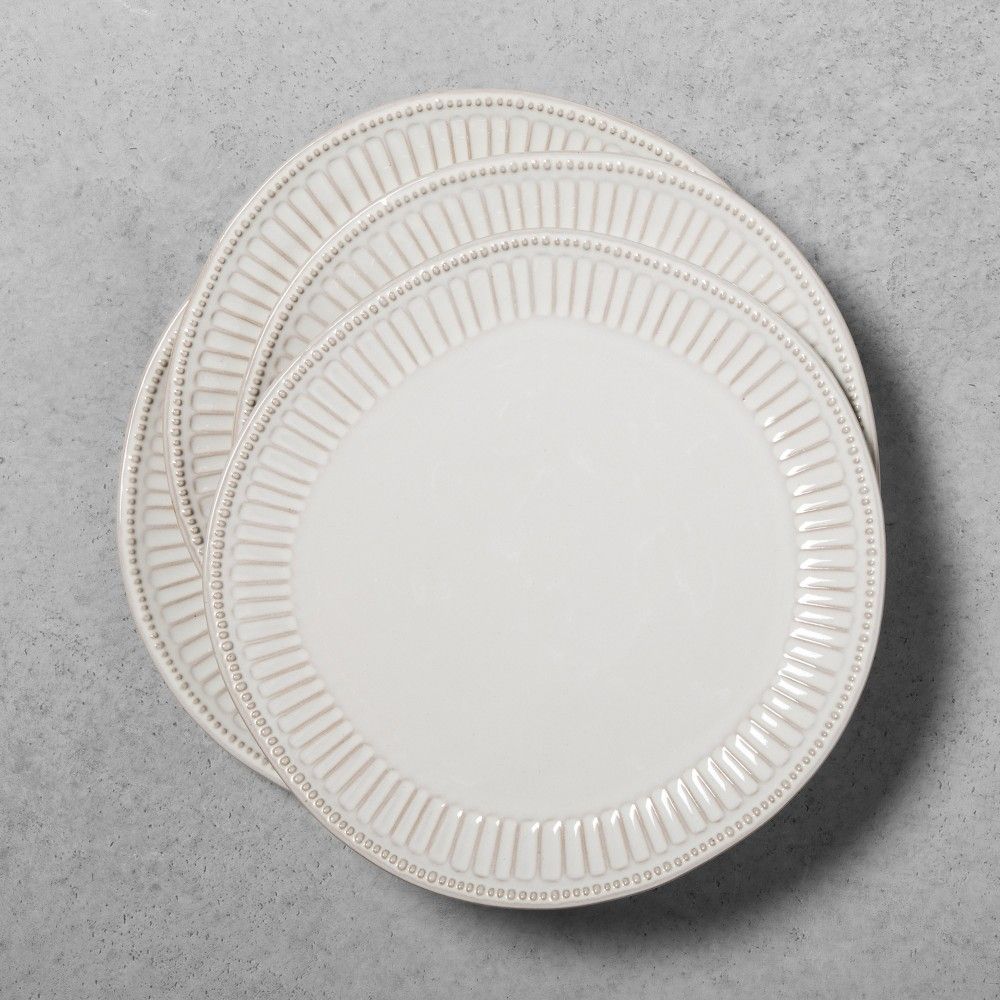 Stoneware Debossed Dinner Plate Set of 4 - Cream - Hearth & Hand with Magnolia | Target