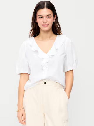 Ruffle Collar Button-Down Top | Old Navy (US)