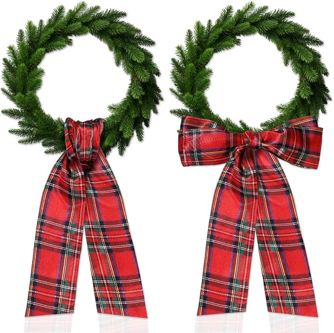 2Pcs Wreath Sash for Front Door Blank Door Wreath Sash Blank Satin Wreath Sash for Embroidery Mon... | Amazon (US)