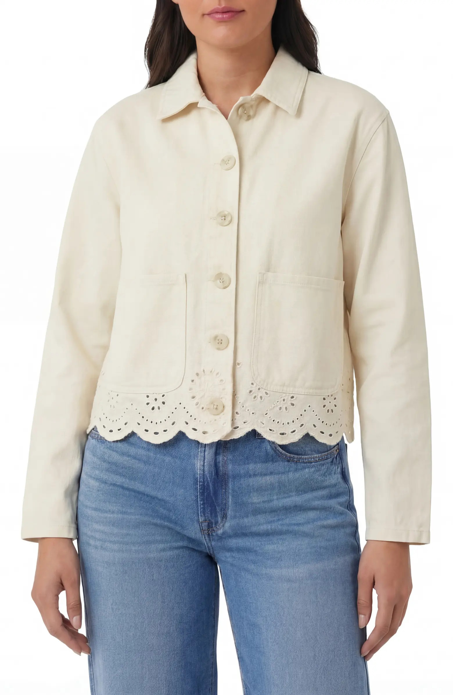 Kensie Scalloped Crop Shirt Jacket | Nordstromrack | Nordstrom Rack