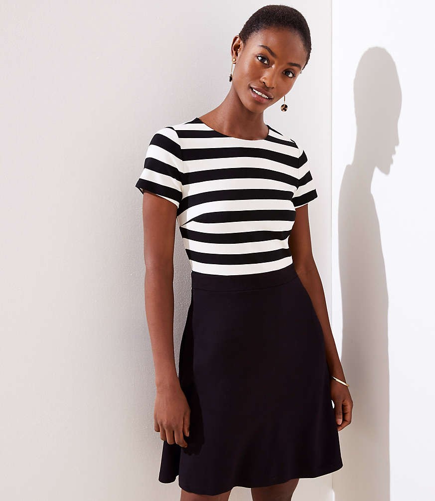 Striped Top Pocket Flare Dress | LOFT