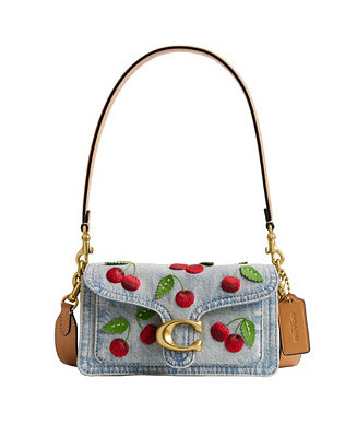 Tabby Small Denim Cherry Embroidery Shoulder Bag 20 | Macy's