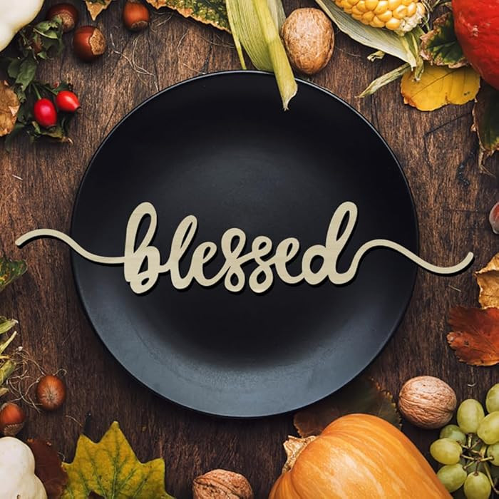 Thanksgiving Cutout Wood Table Place Card Blessed Wood Word Table Decorations Fall Themed Thanksg... | Amazon (US)