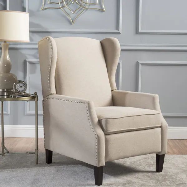Copper Grove Muir Fabric Wingback Club Chair Recliner - Charcoal | Bed Bath & Beyond