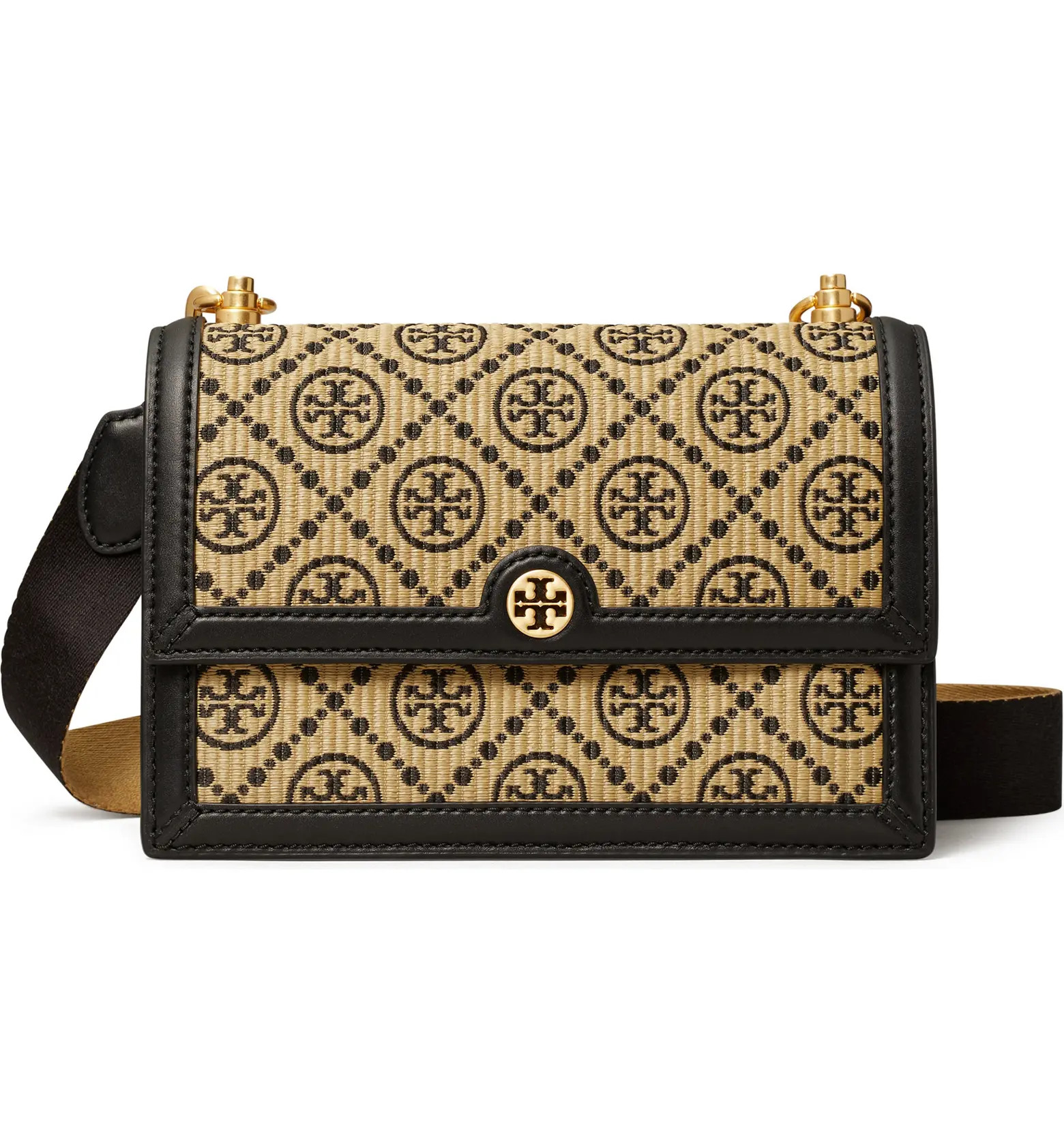 Small T Monogram Raffia Shoulder Bag | Nordstrom