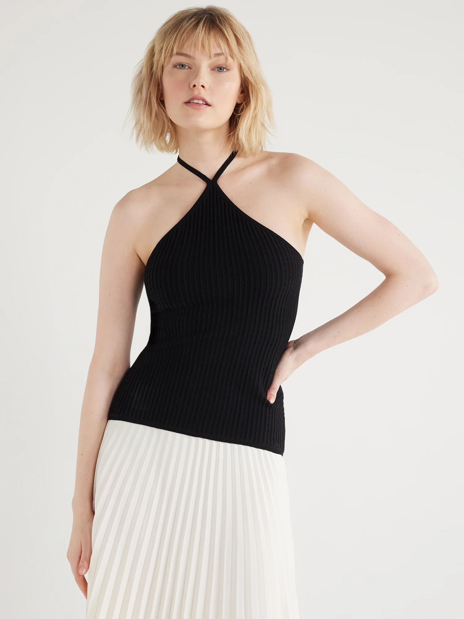 Scoop Women's Sleeveless Halter Tie Pullover Sweater, Sizes XS-XXL | Walmart (US)