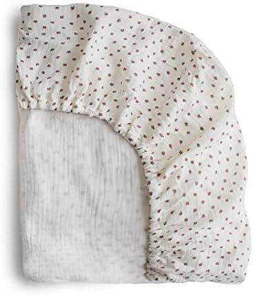 mushie Extra Soft Muslin Fitted Crib Sheet | 28"x 52" (Bloom) | Amazon (US)