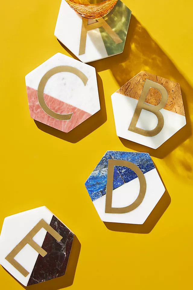Colorblocked Monogram Coaster | Anthropologie (US)