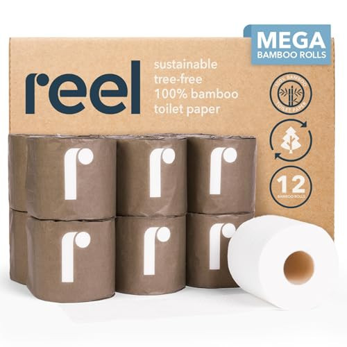 Reel Premium 3-Ply Bamboo Toilet Paper, Unbleached - 12 Rolls, 300 Sheets per Roll - Non-Toxic, Chemical & Bleach Free Toilet Paper - Tree-Free, Septic Safe - Bath Tissues with Zero Plastic Packaging | Amazon (US)
