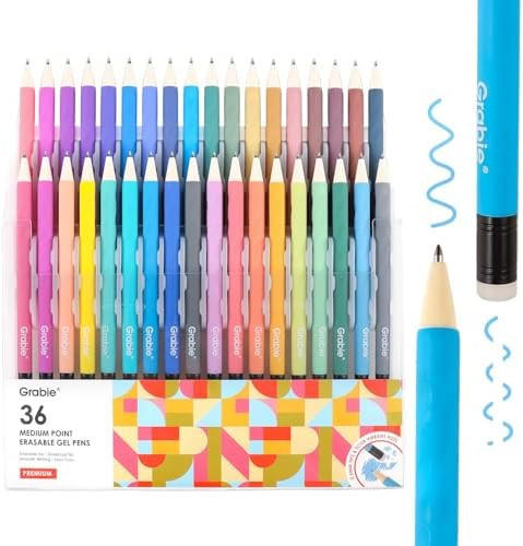 Grabie Erasable Gel Pens, Medium Point 0.7 mm Erasable Pens, Make Mistakes Disappear for Drawing ... | Amazon (US)