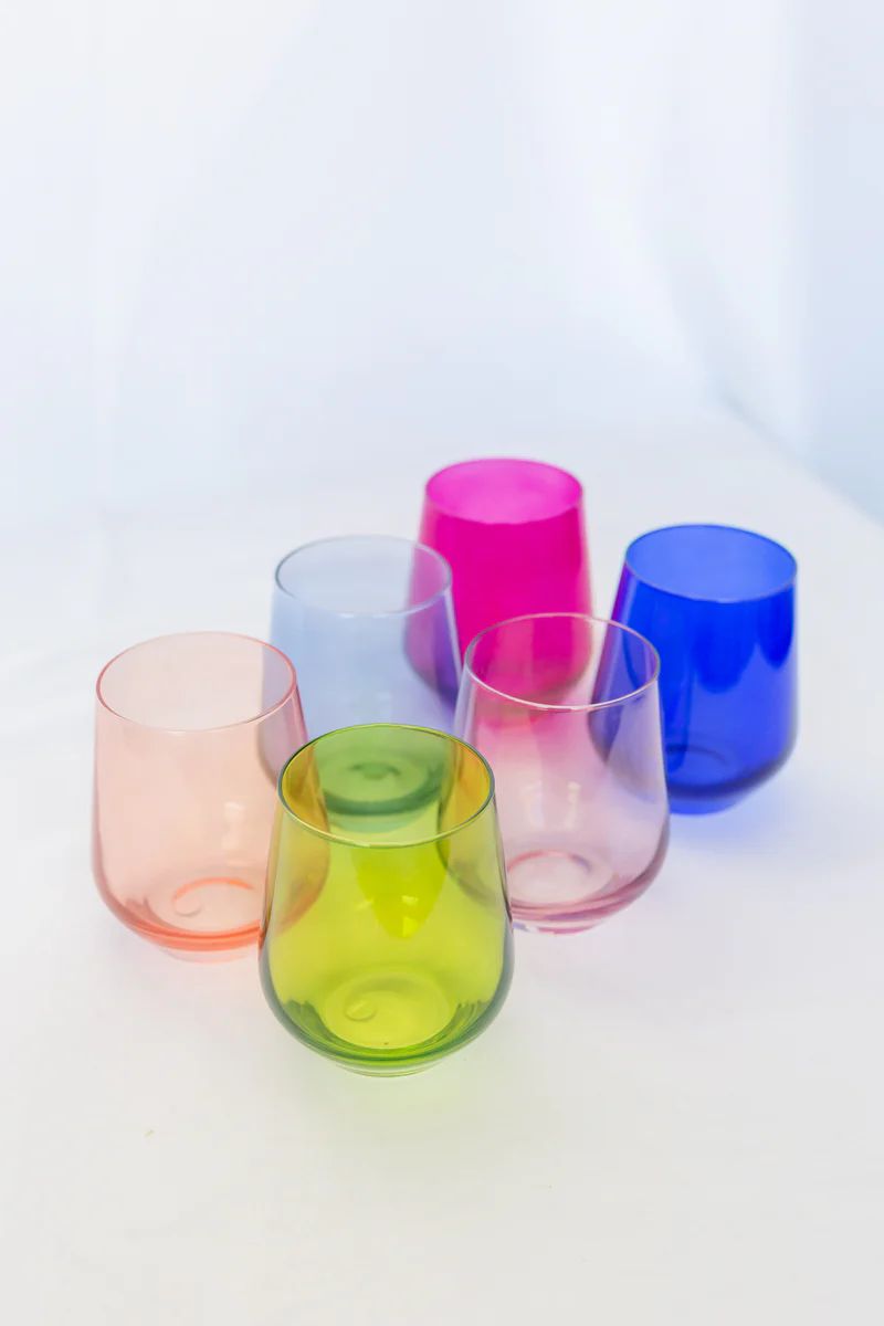 Estelle Colored Wine Stemless Set of 6 (Mixed Set) | Estelle Colored Glass