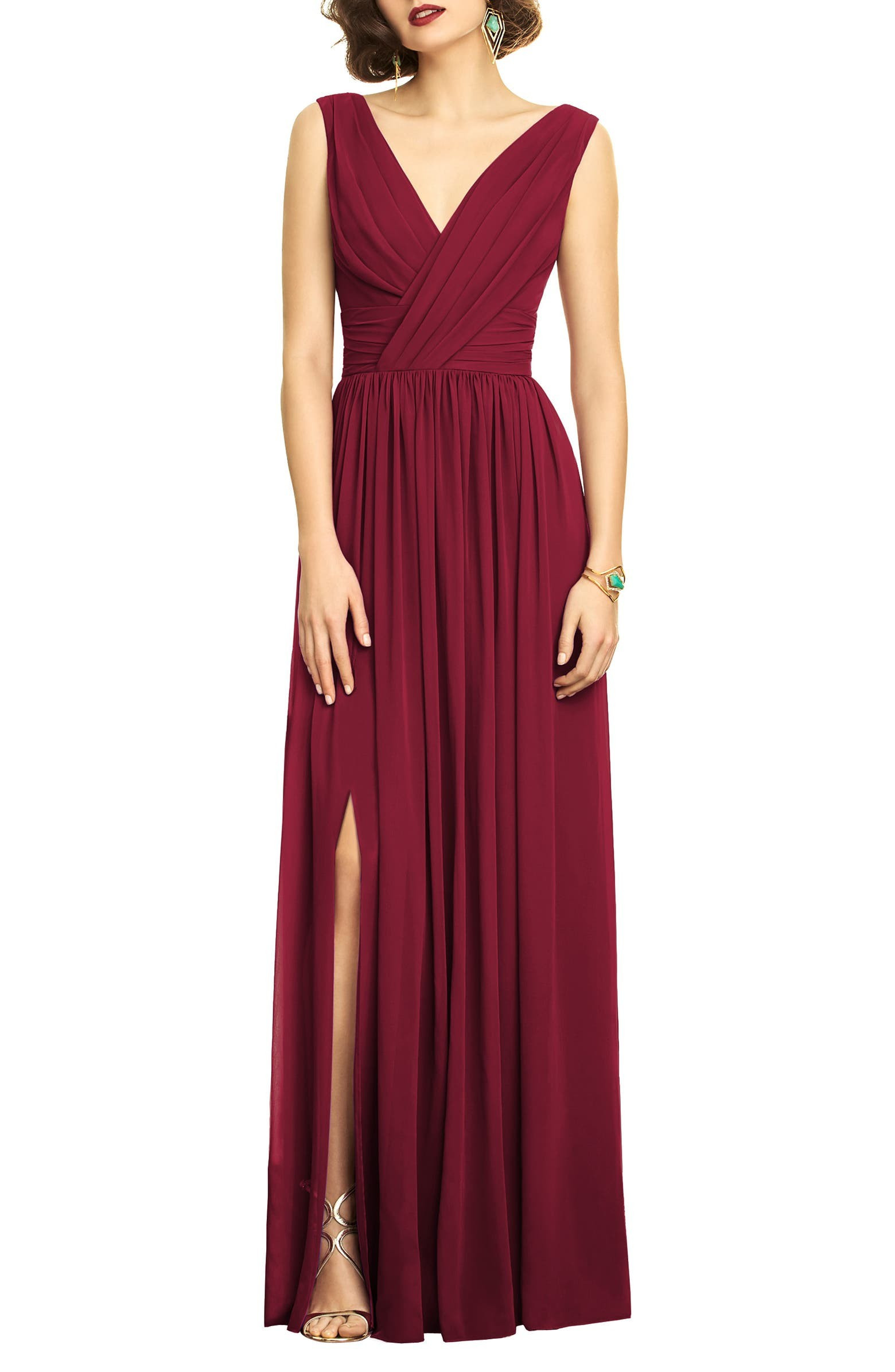 Surplice Ruched Chiffon Gown | Nordstrom