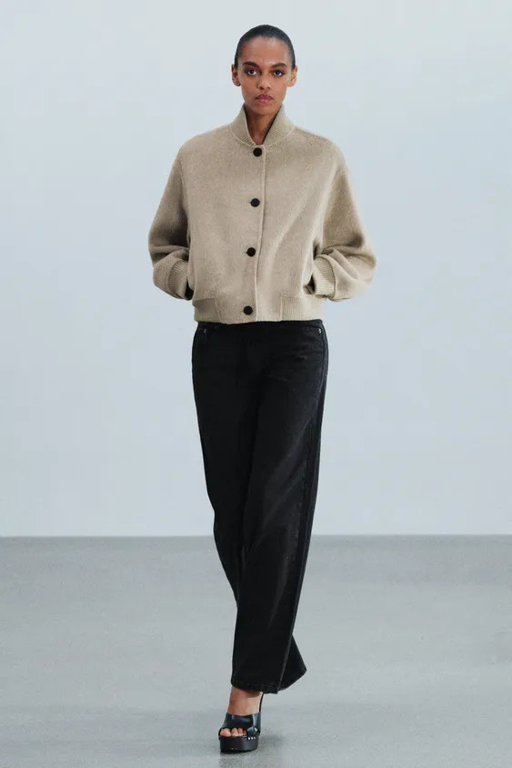 ZW COLLECTION WOOL BLEND BOMBER JACKET | Zara UK