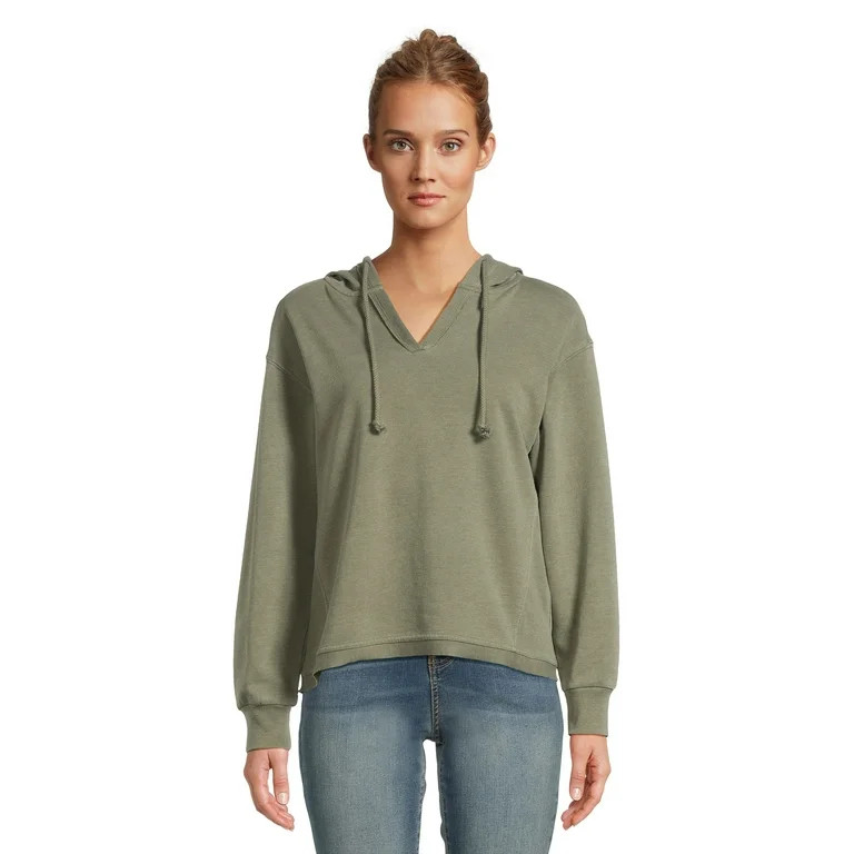 Time and Tru Women's Split Neck Hoodie, Sizes XS-XXXL | Walmart (US)