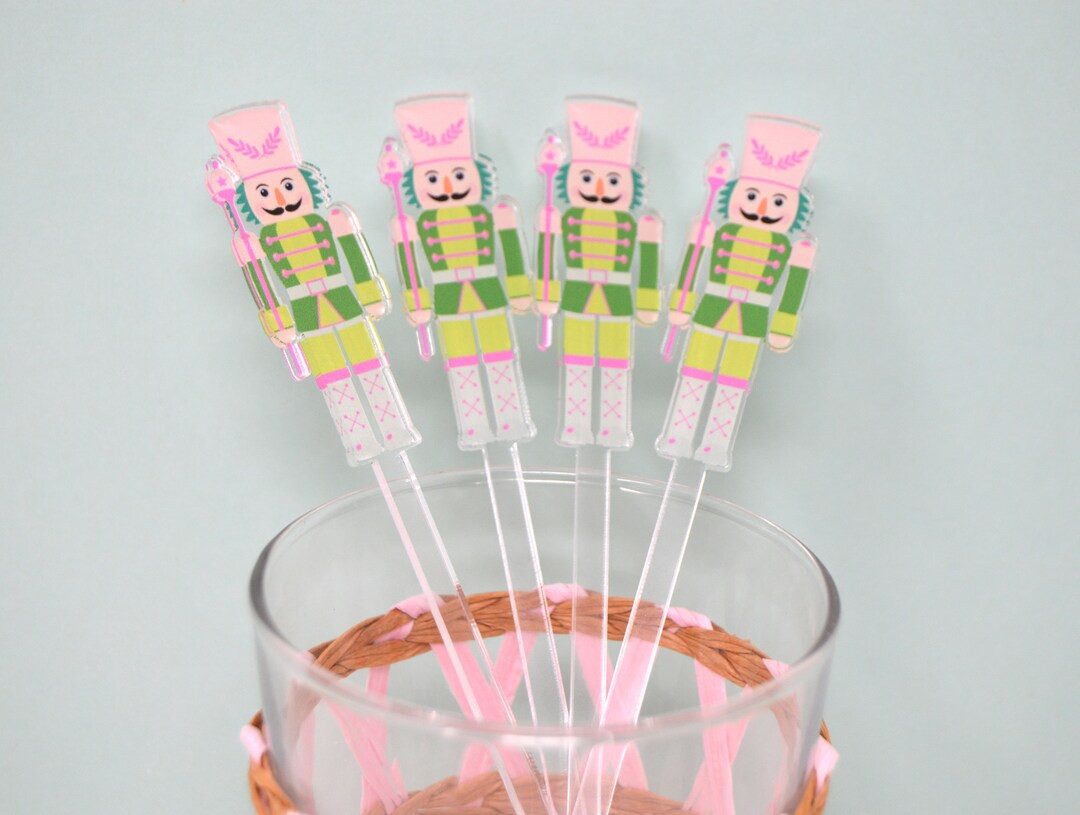 Nutcracker Drink Stirrers• Set of 4 Christmas Swizzle Sticks• Merry & Bright Stir Sticks• P... | Etsy (US)