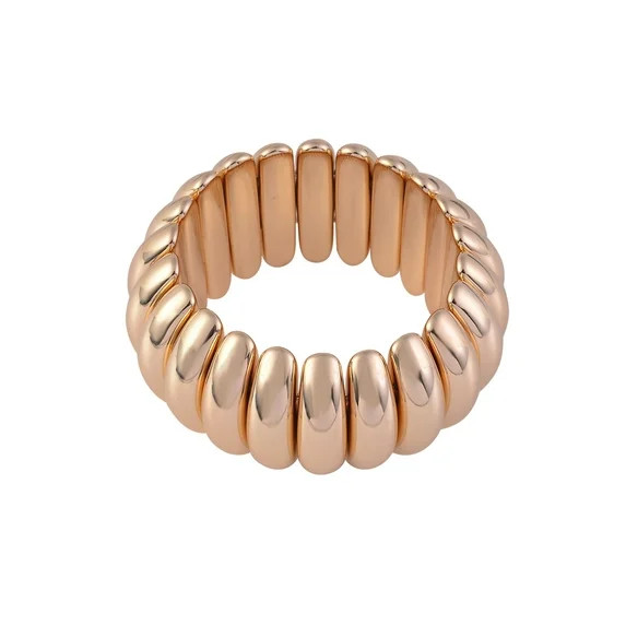 Time and Tru Women's Curved Metal Goldtone Stretch Bracelet | Walmart (US)
