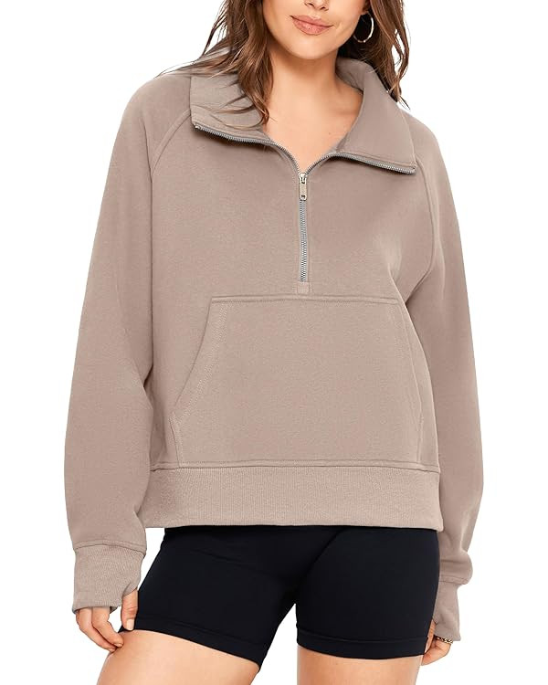 Glamaker Womens Sweatshirts Half Zip Pullover Fleece Cropped Comfort Fall Loose Outfits Fashion L... | Amazon (US)