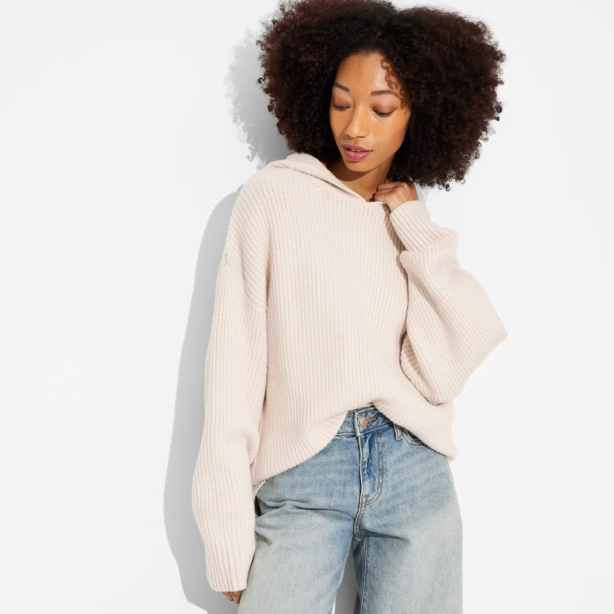 Women's Oversized Ribbed Hoodie Pullover Sweater - Wild Fable™ | Target