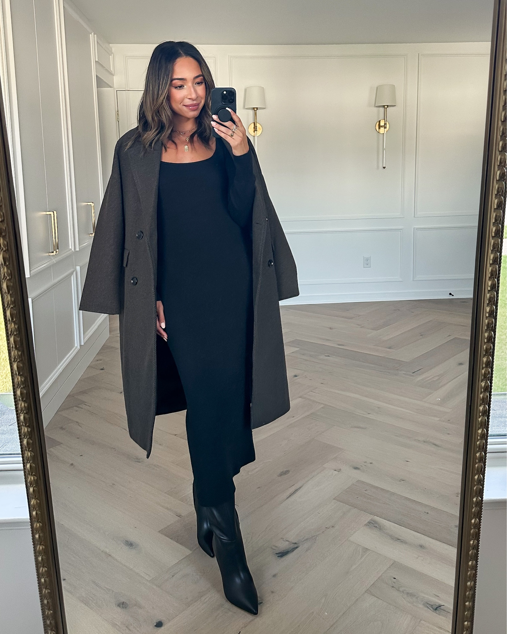 Nordstrom anniversary sale outfit 🖤 wearing a small in long top coat (oversized fit), small in black long sleeve sweater dress (tts) and black knee high boots run tts.

#LTKxNSale #LTKunder100 #LTKstyletip