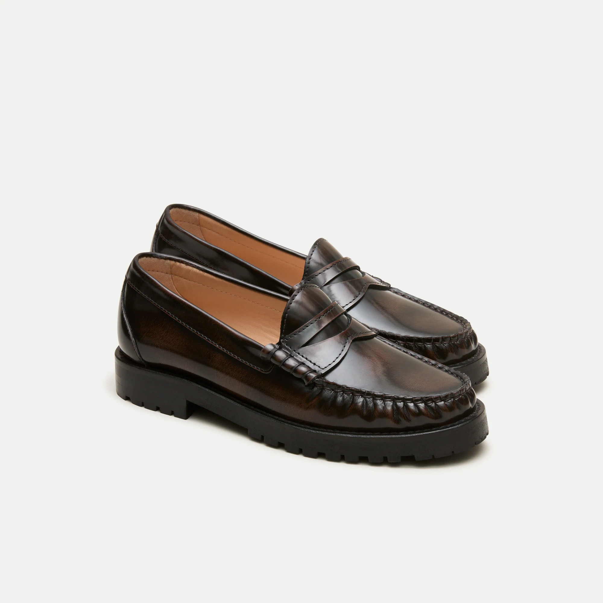 Winona lug-sole penny loafers in burnished leather | J. Crew US