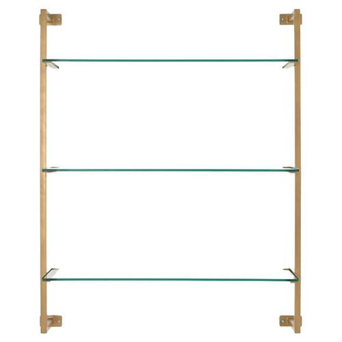 Open Box Ellen Modern Classic Gold Glass Antique Gold Metal Wall Shelf | Kathy Kuo Home