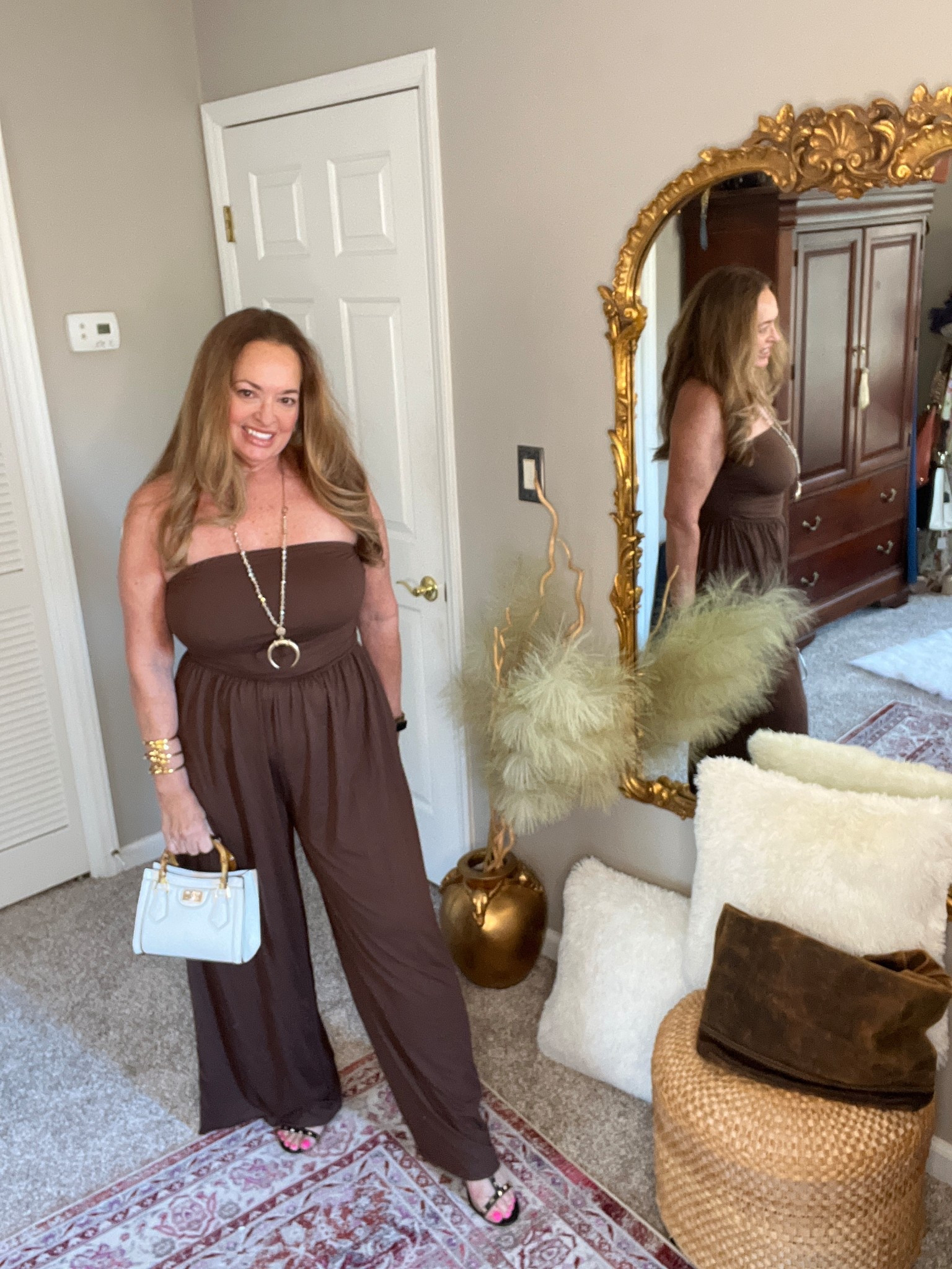 Flowy flattering strapless jumpsuit. Travel friendly. 

#LTKgrwm #LTKTravel #LTKNYFW