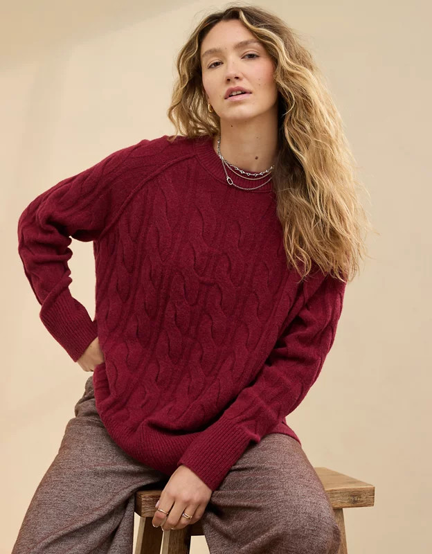 Aerie unREAL Cable Crew Sweater | American Eagle Outfitters (US & CA)