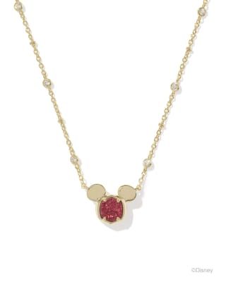 Disney | Kendra Scott Gold Mickey Mouse Short Pendant Necklace in Bright Red Drusy | Kendra Scott