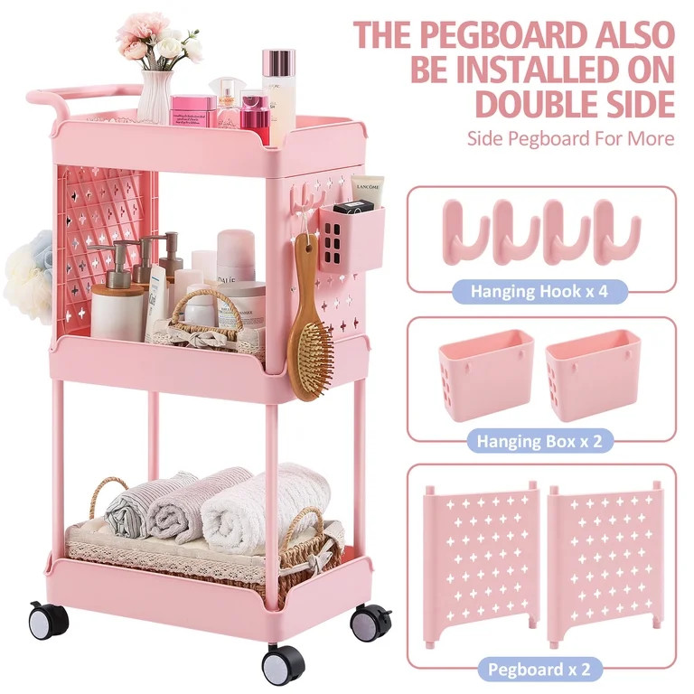 KK KINGRACK 3-Tier Kitchen Rolling Storage Cart, ,Bathroom Utility Cart with Wheels, for Home, St... | Walmart (US)