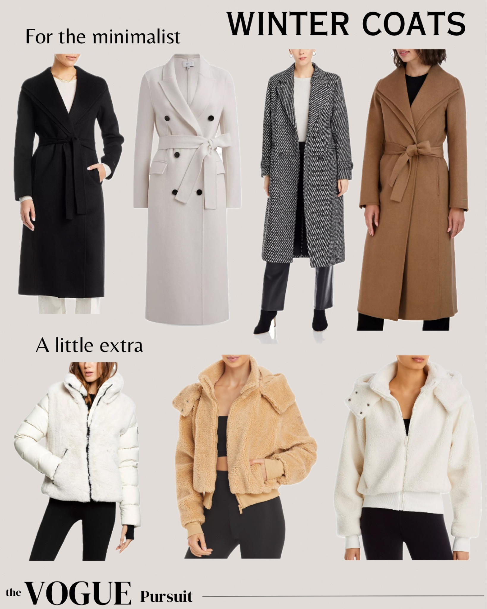 Winter coats for the minimalist or for those who enjoy being extra 🙋🏻‍♀️

Winter white
Basics
Outerwear 
On trend coats 
Alo
Faux fur
Shearling 
Sam

#LTKCyberWeek #LTKover40 #LTKU