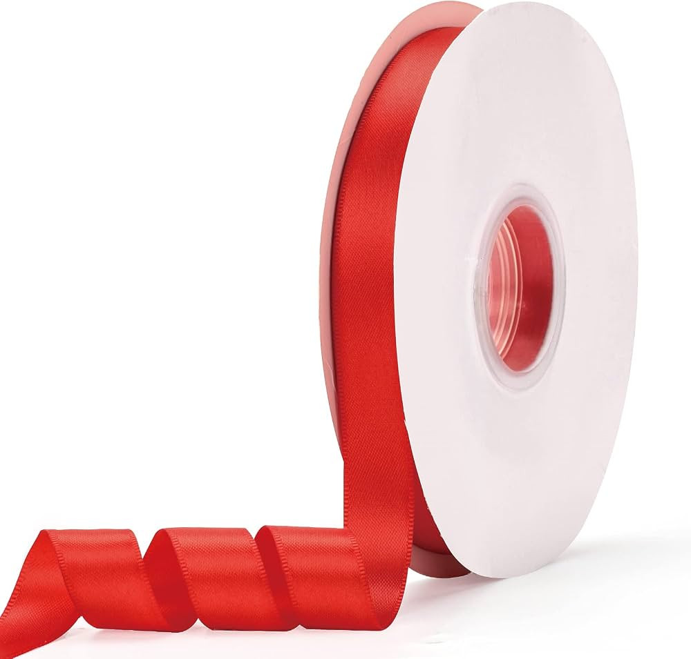 Satin Ribbon Hot Red Double Faced 5/8" X 50 Yards, Fabric Ribbons Perfect for Wedding and Party D... | Amazon (US)
