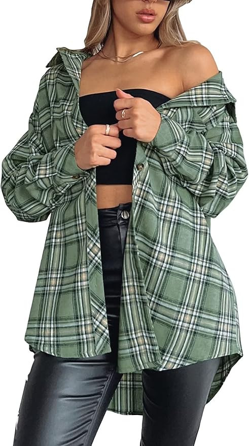 Lacozy Womens Buffalo Plaid Flannel Shirt Long Sleeve Collar Button Down Blouses Tops | Amazon (US)