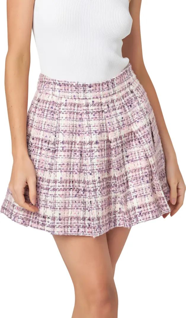 English Factory Tweed Pleated Fit & Flare Miniskirt | Nordstrom | Nordstrom