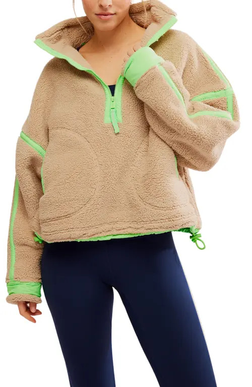 Free People FP Movement Mountain High Fleece Half Zip Pullover in Clay Combo at Nordstrom, Size X... | Nordstrom
