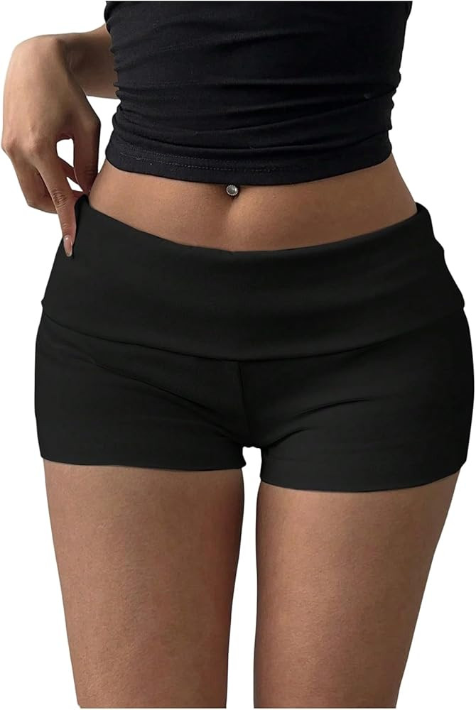 Verdusa Women's Fold Over Micro Short Going Out Low Rise 2026 Sexy Booty Shorts | Amazon (US)