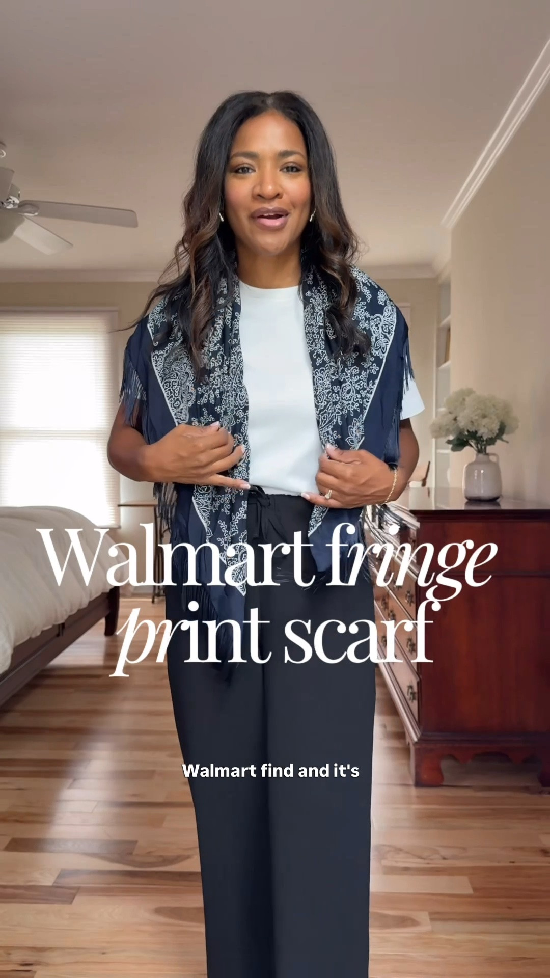 Walmart paisley print fringe scarf worn two ways! One for the office and the other for a dinner out! My pants are a size small and so is my t shirt.

#LTKootd #LTKOver40 #LTKgrwm