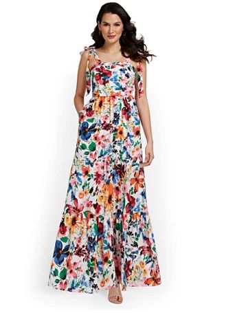 Floral-Print Tiered Maxi Dress | New York & Company