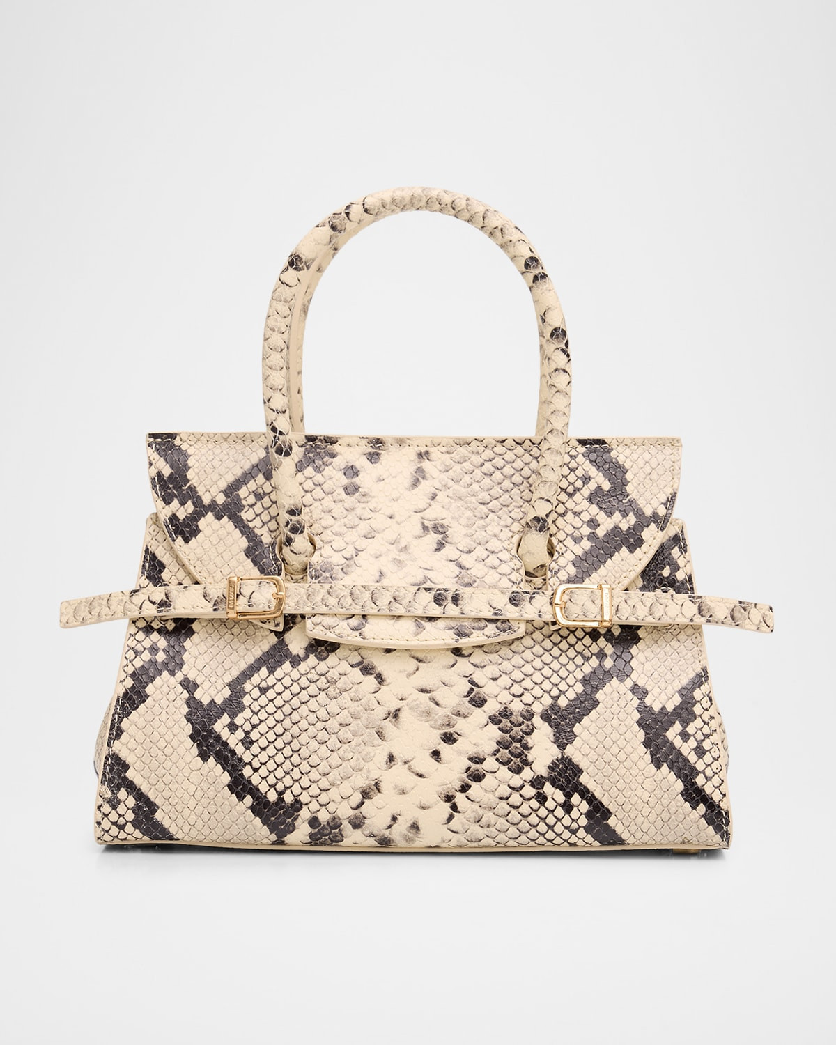 River Small Snake-Print Leather Top-Handle Bag | Neiman Marcus