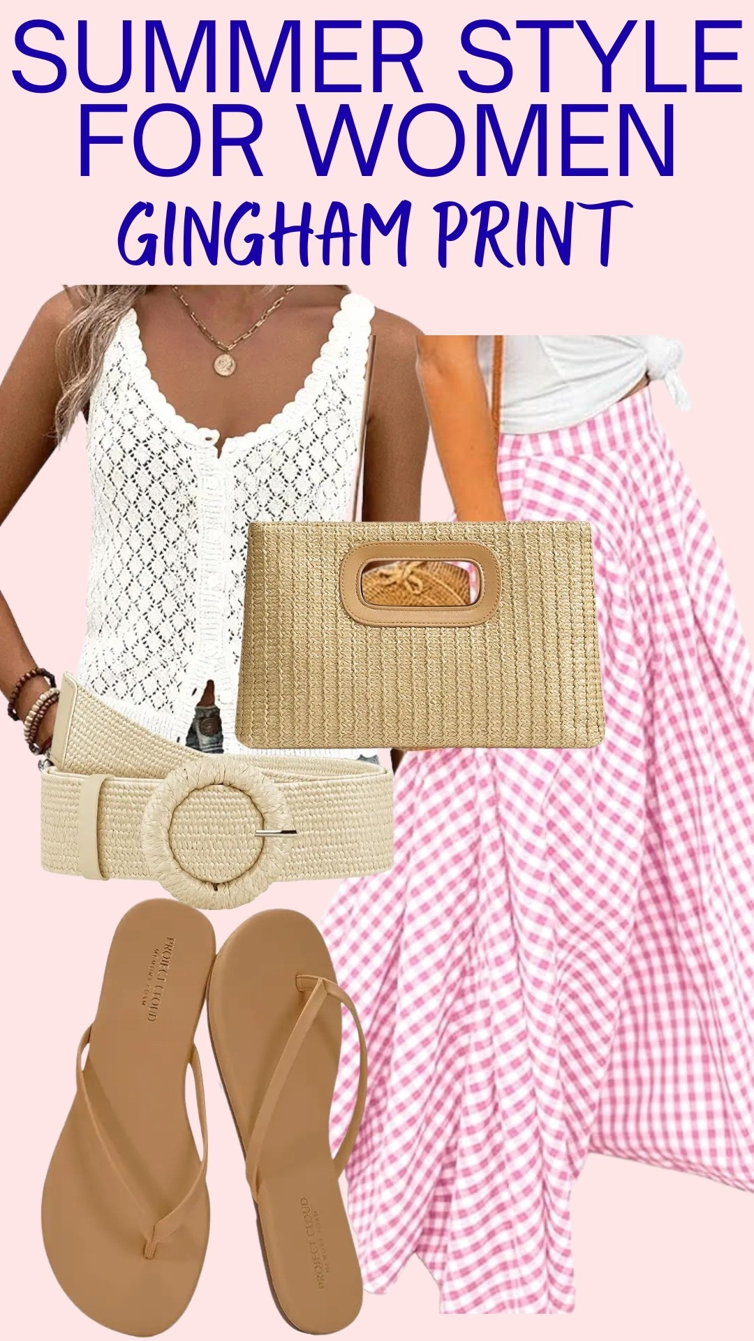 Pretty in pink summer style. Long gingham skirt for summer.

#LTKootd