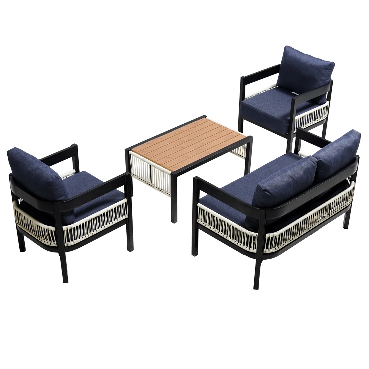 Multi-Person Outdoor Iron Sofa Set With A Table, Rattan Decoration, Waterproof, Rust-Proof, Suita... | Wayfair North America