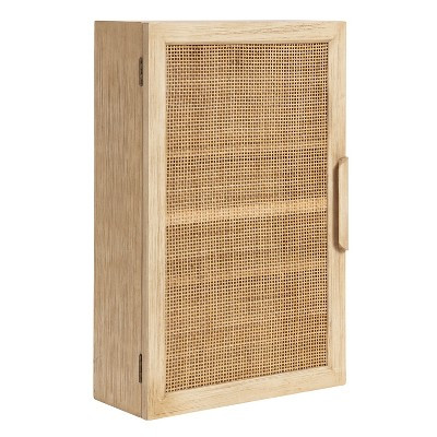 Kate & Laurel All Things Decor 15"x7"x24" Ori Rattan Wall Cabinet Natural: 3-Shelf Storage, No As... | Target