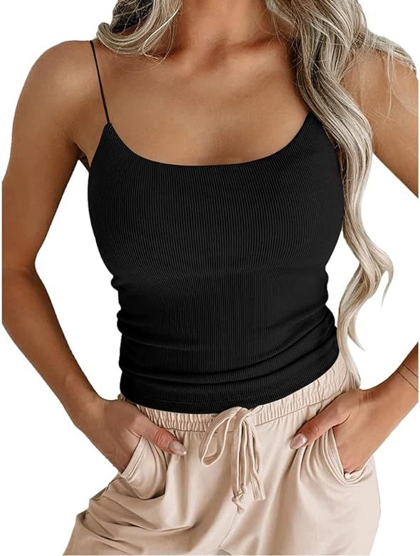 zhaistar Women's Sexy Sleeveless Spaghetti Strap Ribbed Camisole Tank Tops | Amazon (US)