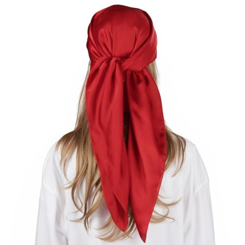 RIIQIICHY 35 Inch Red Head Scarf for Women Hair Scarf Like Silk Scarf Square Scarf Bandanas for Women, Large | Amazon (US)