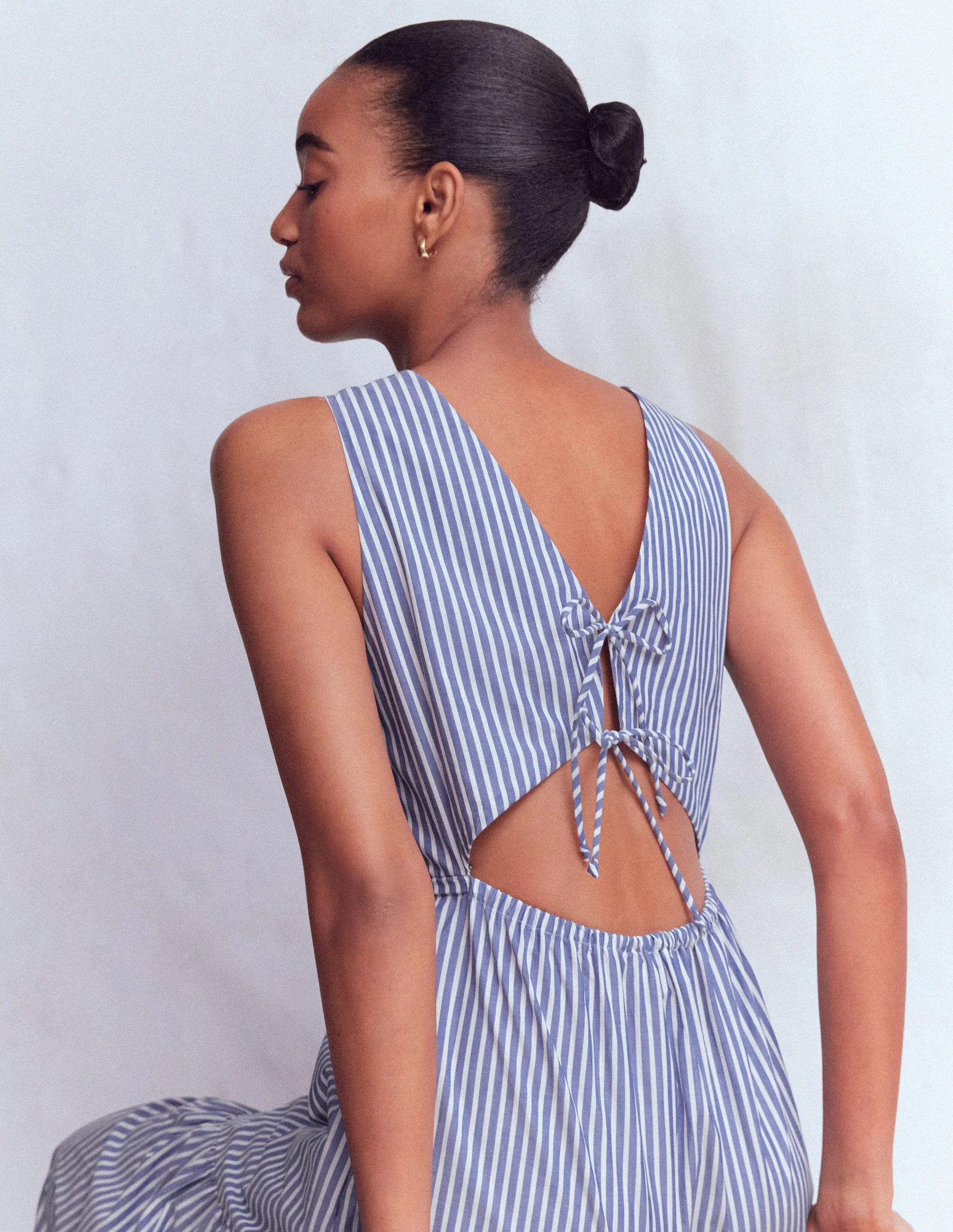 Sleeveless Poplin Dress-Surf the Web Stripe | Boden (US)